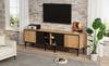 160 x 36.5 x 45 cm TV Cabinet Living Room with 4 Compartments, 7 Legs, in Modern Minimalist Design, Suitable for 65-Inch TVs, Natural Wood Color