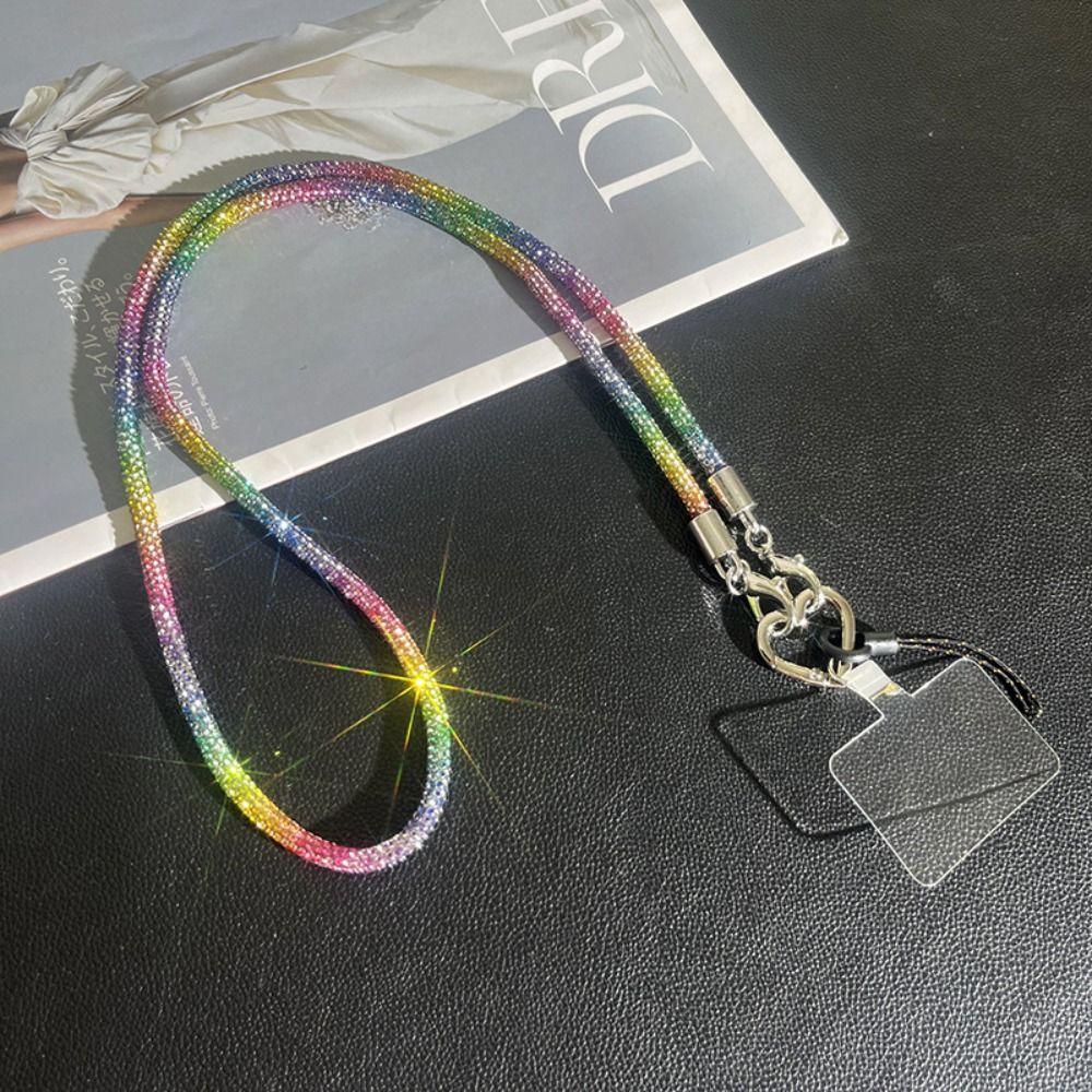 Glitter Crystal Rhinestone Phone Lanyard Bright Bling Bling Phone Case Chain Straps Phone Anti-lost Rope Phone Accessories