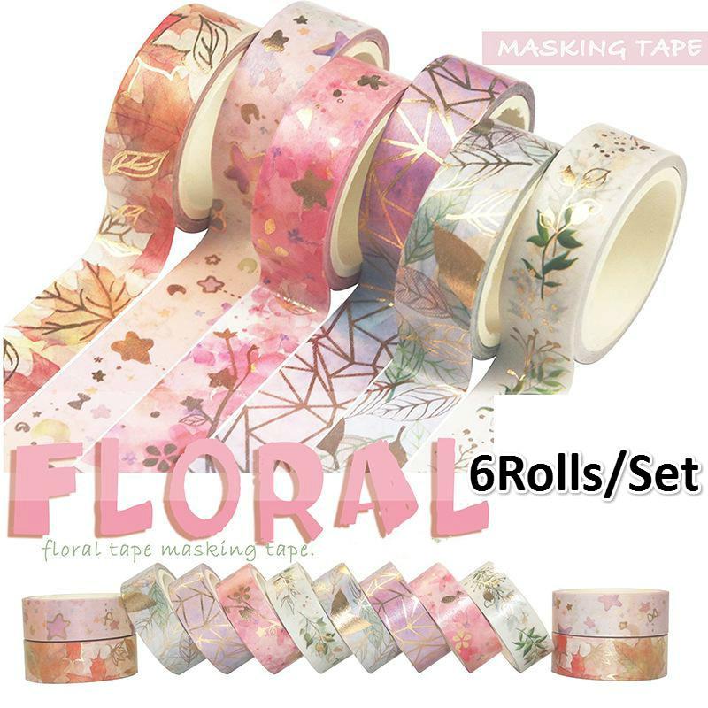 6Rolls/Set Flower Washi Tape Floral Decorative Tape Scrapbooking Photo Album School Tools Scrapbook Paper Gift Set