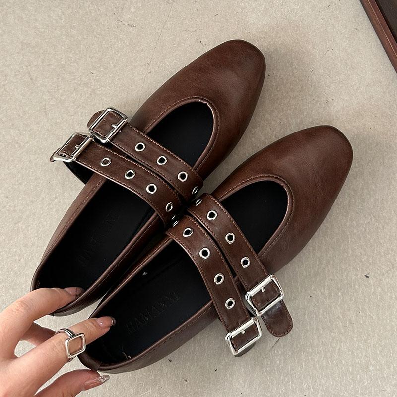 Fashion Female Buckle Strap Footwear Ballet Flats Fashion Women Dance Shoes Spring Round Toe Ladies Flats With Lolita Shoes