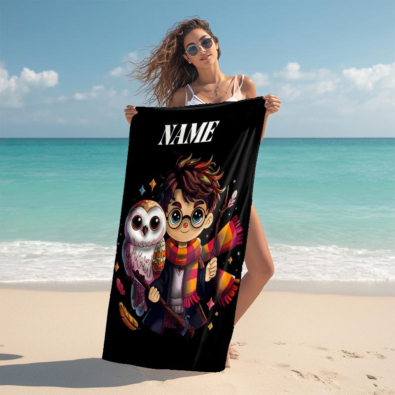 Personalized Harry Potter Owl Beach Towel Microfiber Beach Towel Thin Absorbent for Beach Swimming Yoga Bath Sports. 0910422