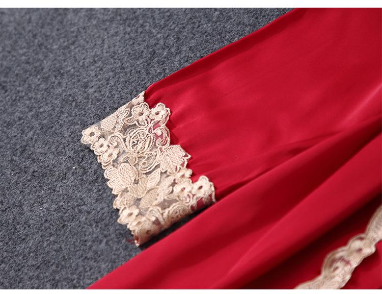 Women's Satin Chiffon Five-Piece Pajama Set: Sexy Faux Silk with Camisole, Robe, and Chest Pads for Autumn and Summer.