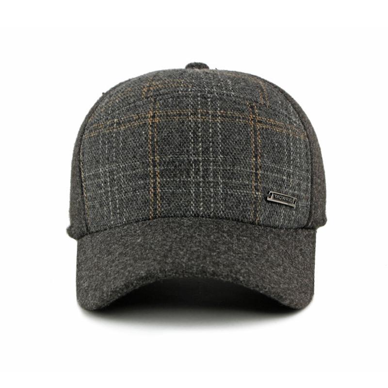 Men's Plaid Wool Blend Baseball Cap - Casual Retro Style Adjustable Hat (5 Color Options)