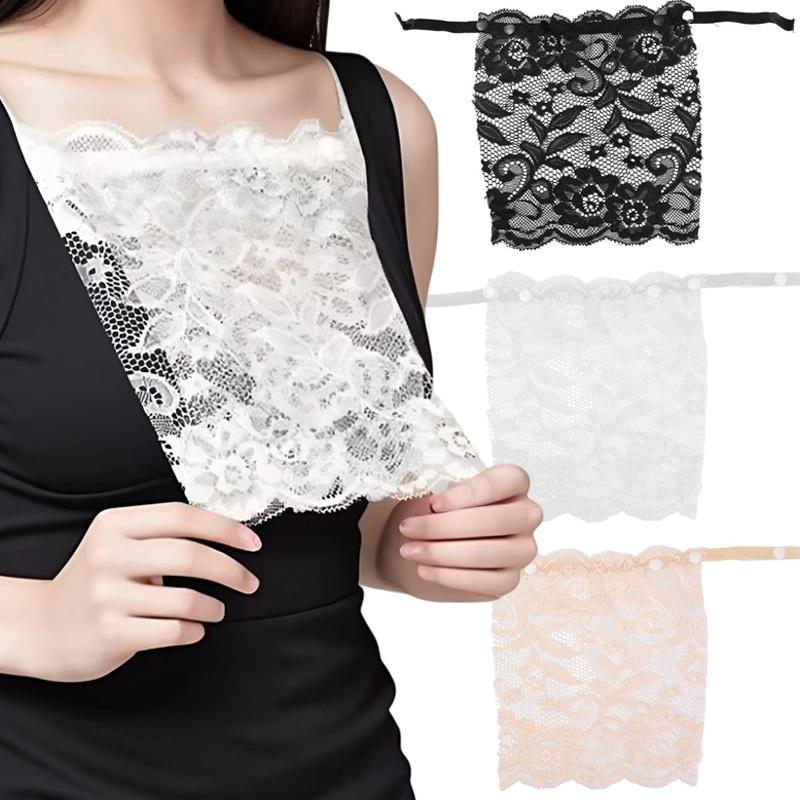 1/3x Dentelle pour femme à clipser Faux Camisole Insert de Soutien-gorge Panneau de Modestie Gilet Insert de Soutien-gorge Tube de Protection Enveloppant