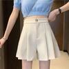 2026 Korean Fashion Slimming High-Waisted Pleated Wide-Leg Suit Shorts for Women