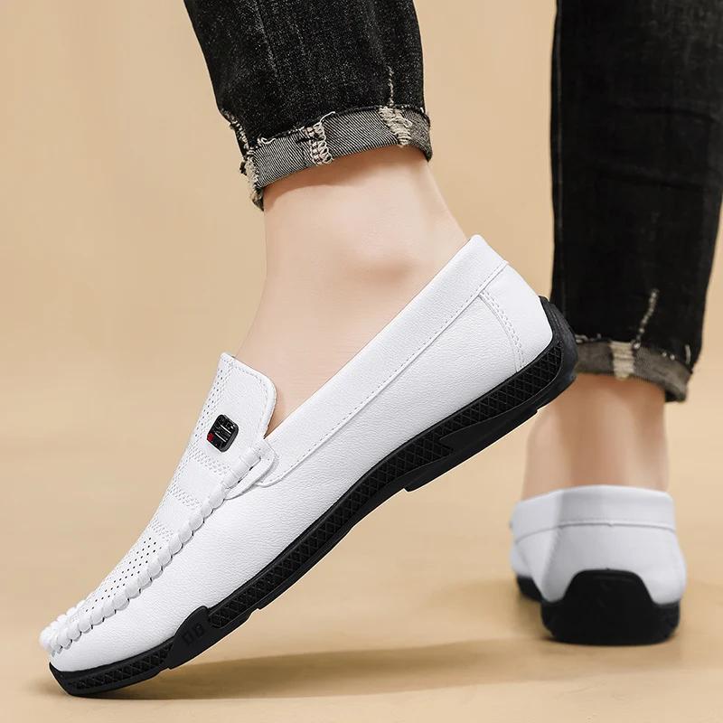 Fashion Fashion Leather Men Casual Shoes Slip on Italian Formal Loafers Luxury Brand Comfortable Men Moccasins Soft Male Driving Shoes