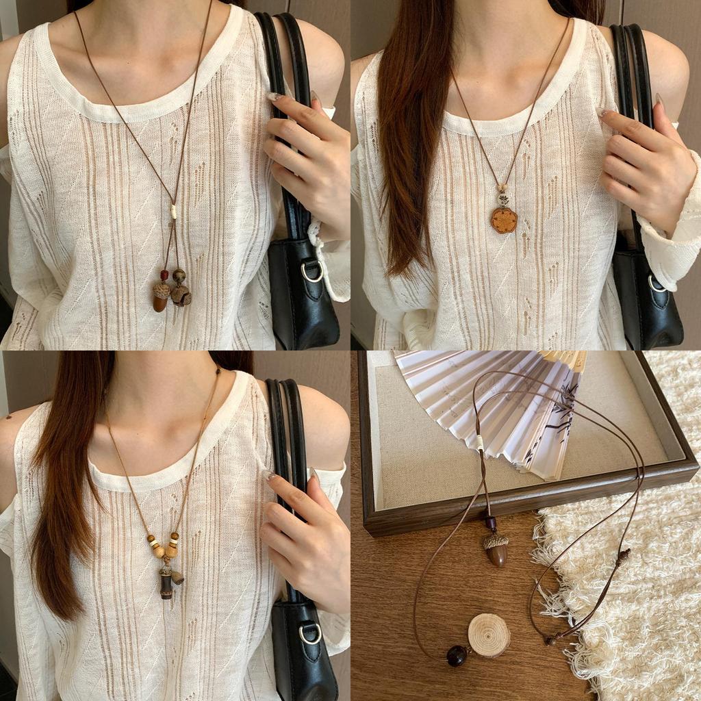Bohemian Acorn Resin Necklace With Geometric Pendant For Women Summer Fashion