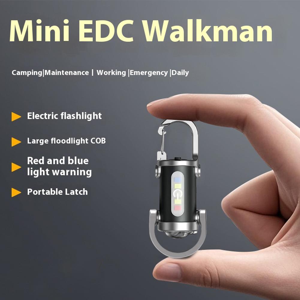Mini Portable Keychain Flashlight Multifunction COB Work Light 1200LM Emergency Rechargeable Light for Walking Searching Hiking