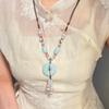 Painted ceramic fish necklace, Bohemian style woven rope necklace, women's vintage high-end beaded clavicle chain