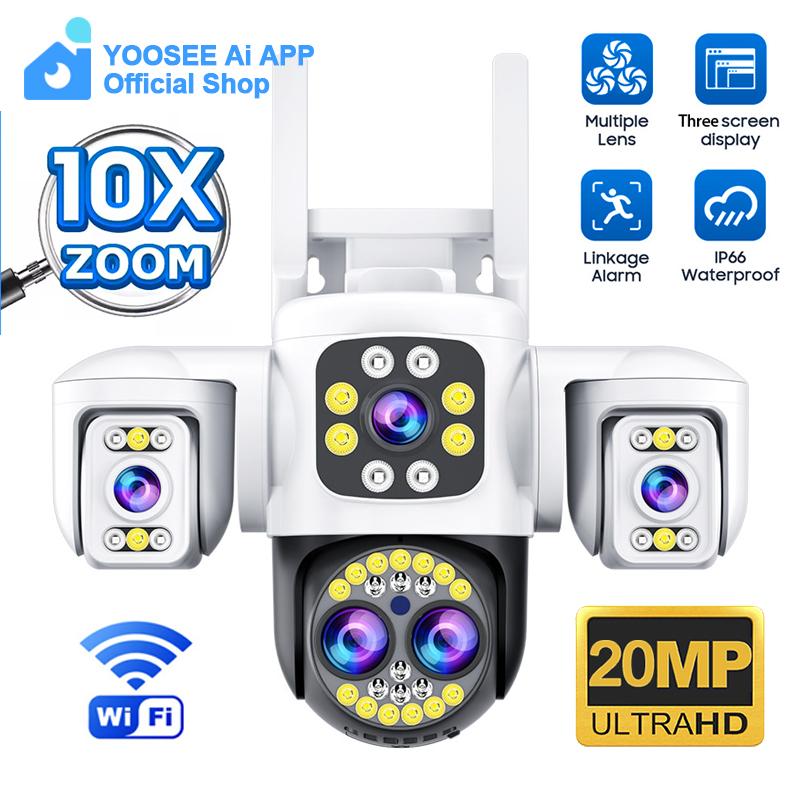 YOOSEE Ai APP Triple-lens Camera HD 15MP WIFI Outdoor Camera Waterproof Mobile Tracking IP CCVT Two-way Talk