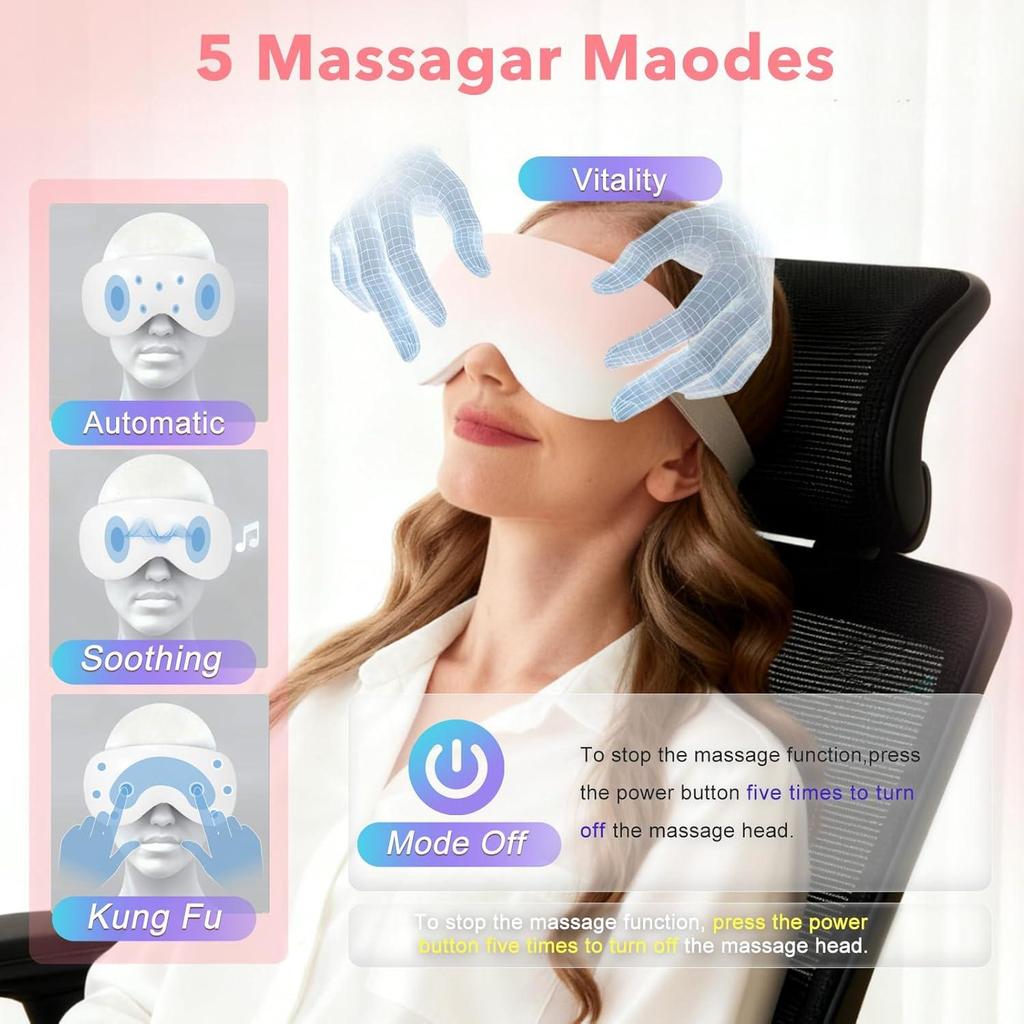 New Smart Eye Massager Point Deep Massage Eye Mask Soothing Vibration Eye Care Device with Cooling Function for Eye Strain Puffiness Relieve Fatigue