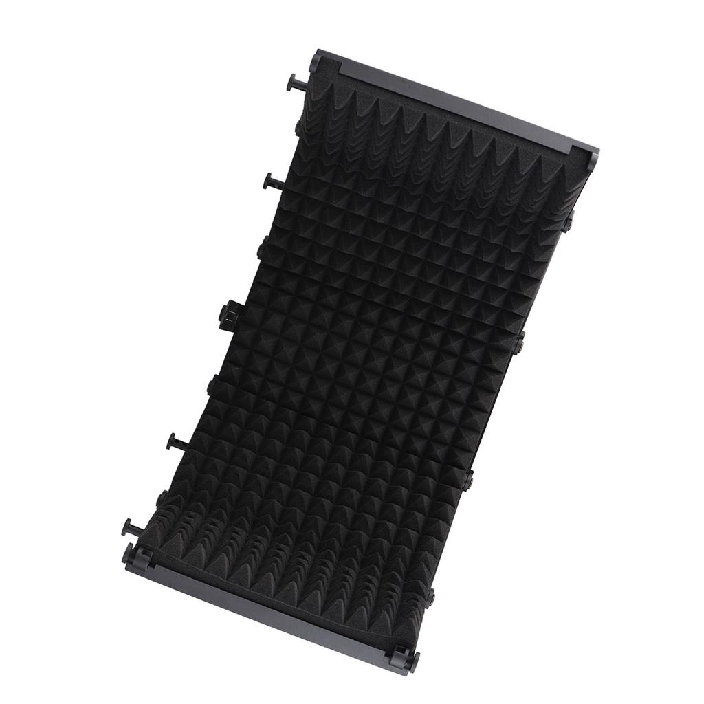 Microphone Isolation Screen Portable 5 Panel Foldable Mic Sound Absorbing Foam Reflector with Desktop Stand for Studio
