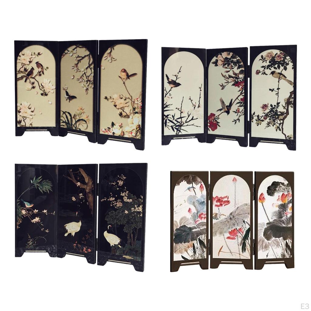 3-teiliger Raumteiler Mini-Faltparavent für Zuhause