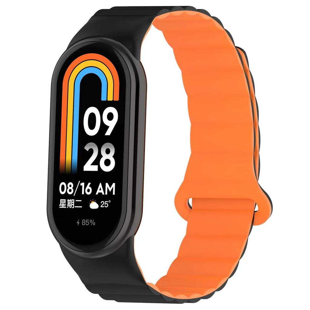 Magnetic Loop Silicone Strap For Xiao Mi Band 9 8 Sports Bracelet Double Color Wristband for Xiao Mi Band 10 Correa Accessorie