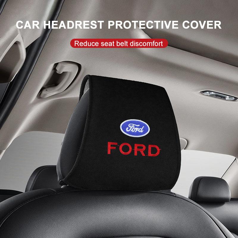 1/2pcs Car Accessories Seat Headrest Protective Covers For Ford Focus Mondeo Kuga Fiesta MK7 Escort Explorer Edge 2 4 MK2 MK4