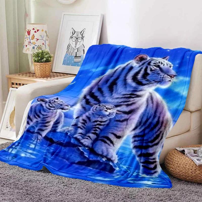 3D Tiger Blanket Super Soft For Spring Autumn Modern Line Art Sherpa Blanket Bedspread Throw Travel Dropship