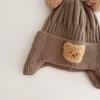Baby Teddy Bear Hat, Winter Thick Warm Woolen Hat, Cute Knitted Baby Ear Protection Hat, Baby and Toddler Autumn and Winter
