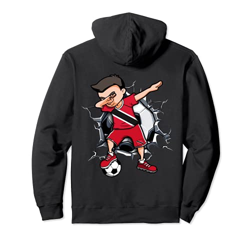 Funny Dancing Boy Soccer Player Trinidad and Tobago Soccer Fans Jersey Trinidad Flag Dabbing Boy Hoodie