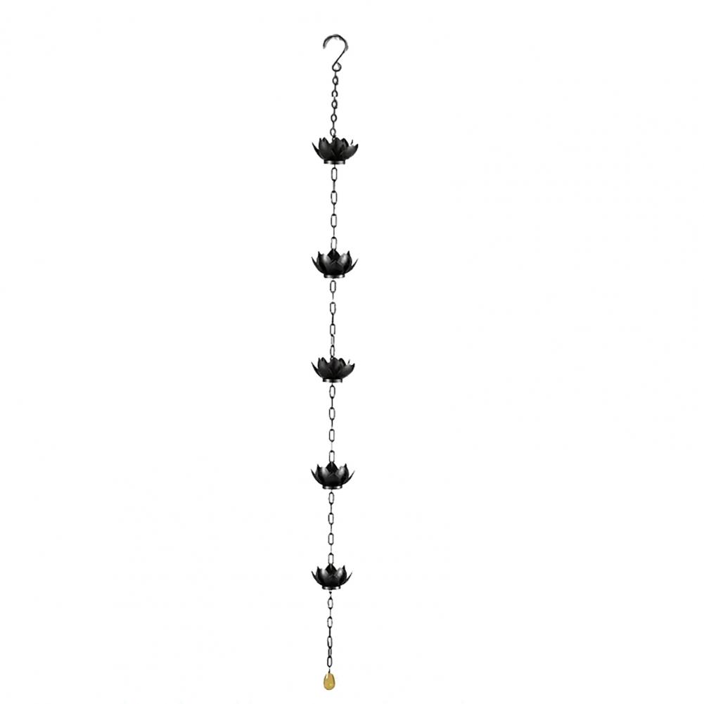 Outside Rain Chain Outdoor Lotus Rain Chain Metal Garden Hanging Cups Heavy Duty Decorative Rain Catcher for Gutters Downspouts чёрный