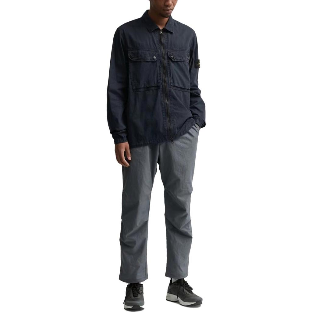 STONE ISLAND Old Effect Overshirt Navy Blue Men Tops 7915102WN-V0120