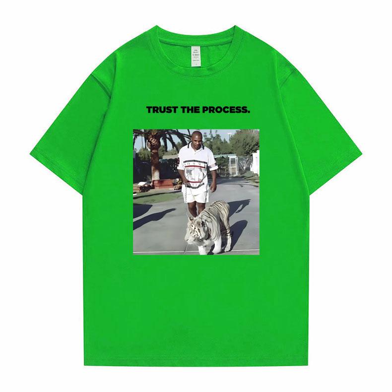 Mike Tyson Trust The Process Tiger Graphic Print T-shirt Men Hip Hop Vintage T Shirt Male Fitness Short Sleeve Oversized Tshirt