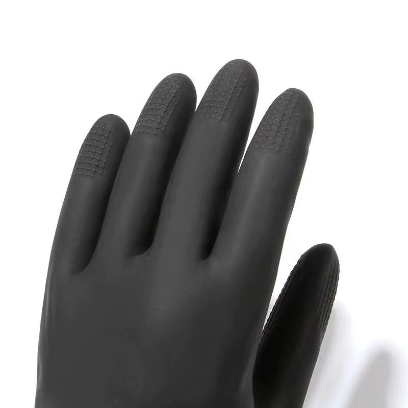 Thickened Black Latex Gloves: Acid & Alkali Resistant, Waterproof, Durable, Non-Slip, for Hair Dyeing and Car Washing.