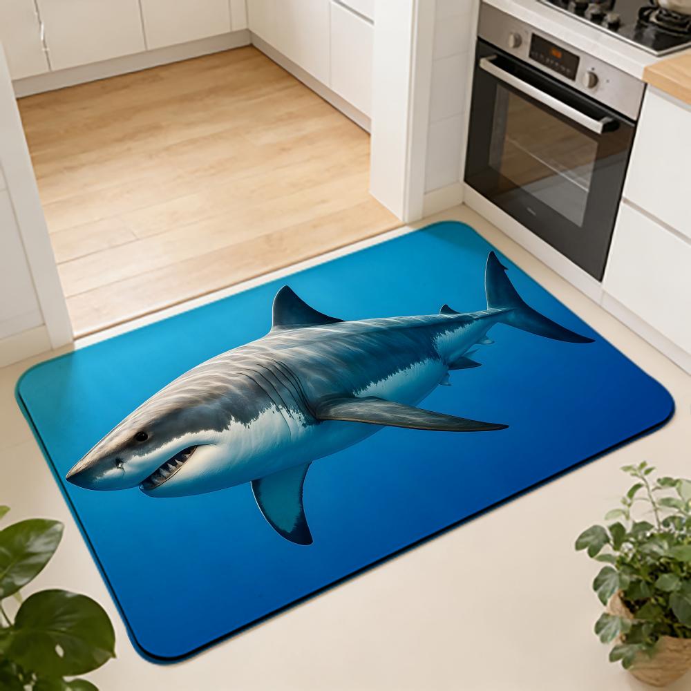 ANIME G-Great White Shark Floor Mat Absorbent Floor Mat Non-Slip Entrance Rug for Bathrooms Restrooms and Toilets