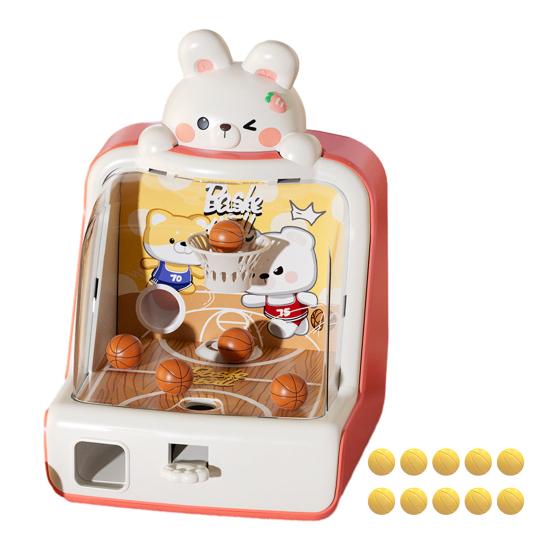 Animal Tabletop Basketball Shoot Game Mini Basketball Shoot Arcade Machine with Score Display Rabbit