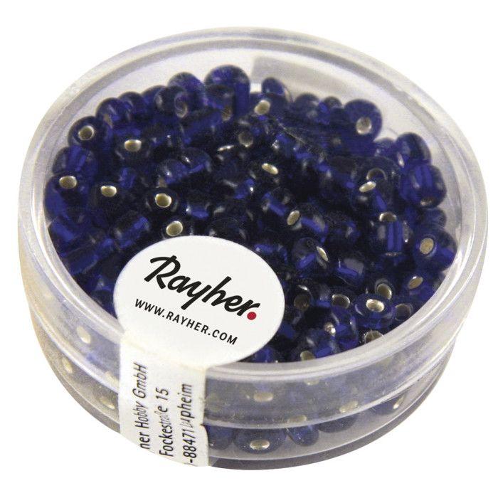 Seed Beads with Silver Trim, 4 Mm, Dark Blue, 17 G Box