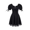 Spring and summer new European and American style vacation waist strap square neck lace splicing dress short skirt women