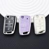 Husă de cheie pliabilă TPU moale cu margine argintie, husă protectoare pentru VW Volkswagen Polo Golf 7 MK7 Tiguan pentru Skoda Octavia A7 SEAT