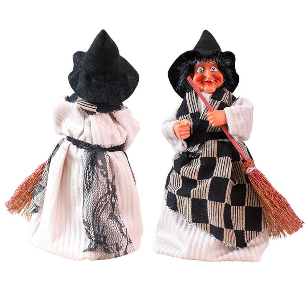 Creative Broomstick Witch Statues Funny Witch Figurines  Haunted House Decorations