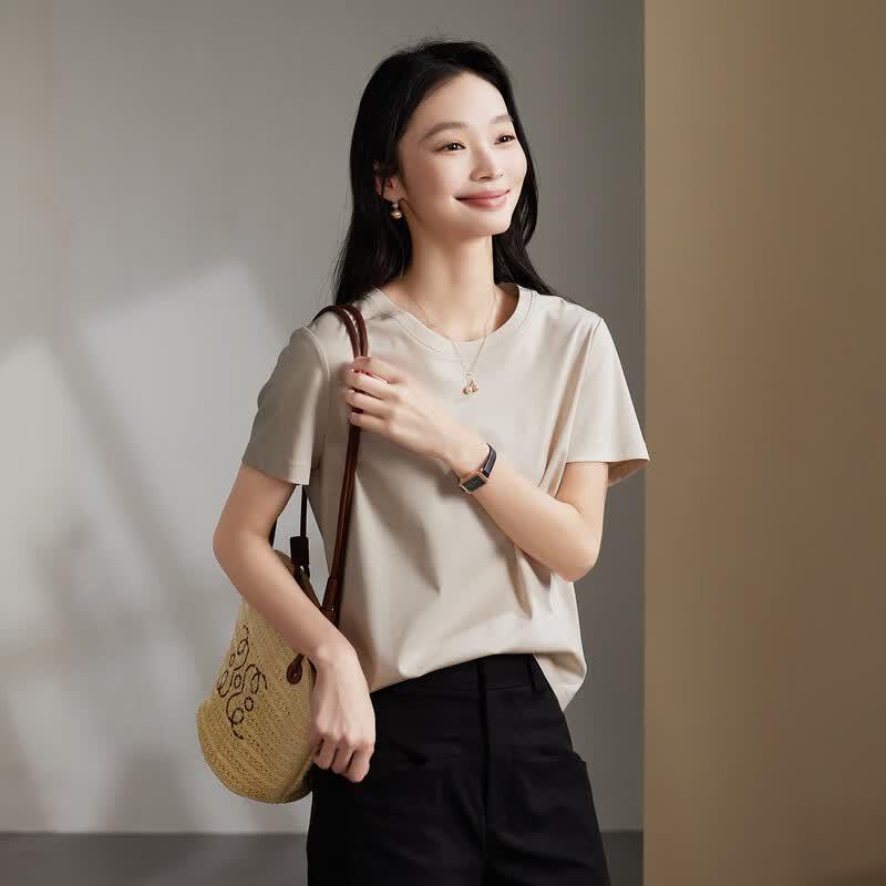 SOFSIL Women's Solid Color Round Neck T-Shirt
