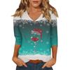 Women's Casual Fashionable Sexy Comfortable V-Neck Christmas Three-Quarter Sleeve Top