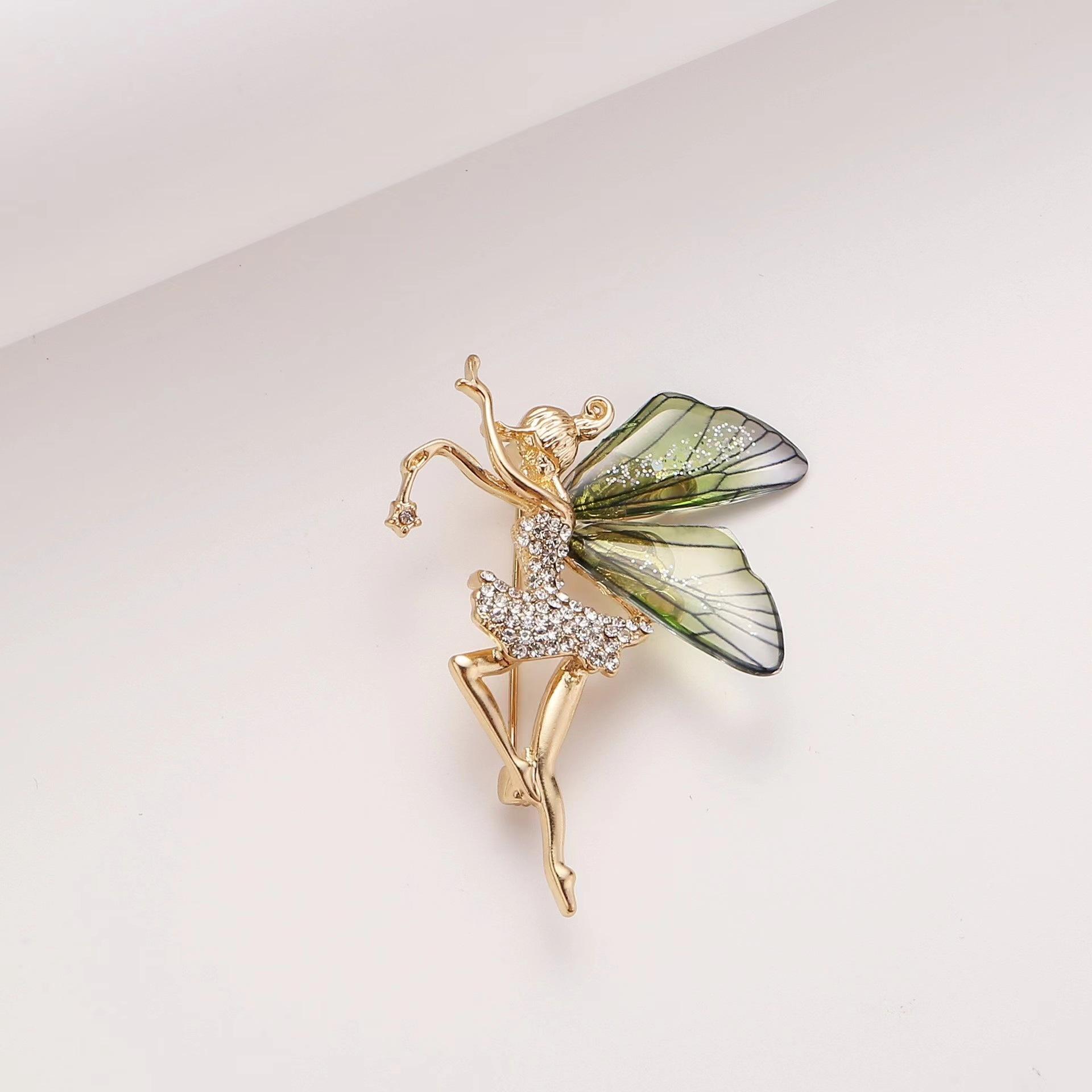 

Красуня, танцівниці, брошки для дівчаток, елегантні крила ангела, фея, метелик, стрази, прозорий одяг, весільні аксесуари зелений