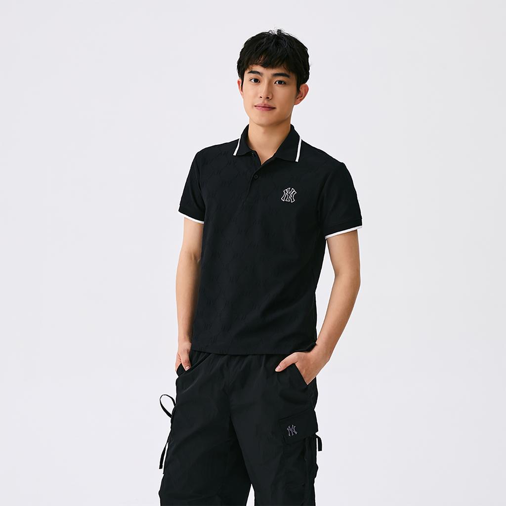 New MLB MONOGRAM Collection New York Yankees SS25 Polo Shirt Unisex Black 3APQM0253-50BKS