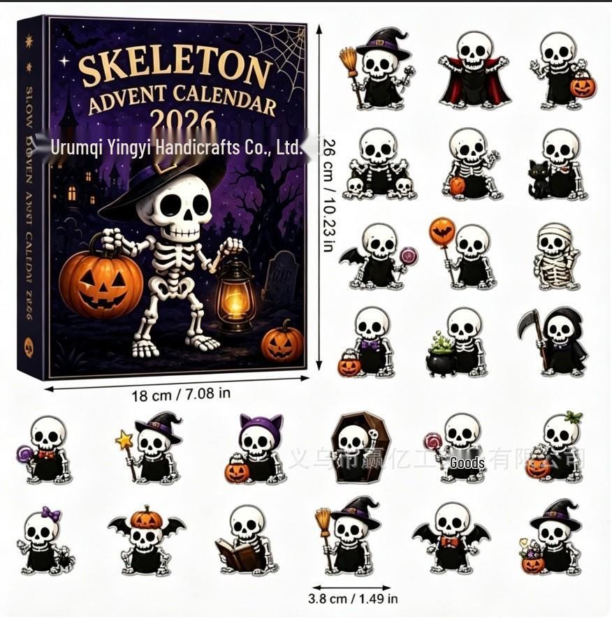 2026 Halloween Witch, Ghost & Goblin Countdown Calendar with Acrylic Pendant Blind Box