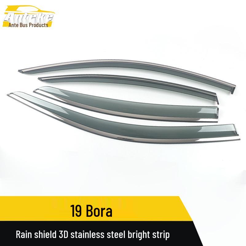 19 Bora 3D Stainless Steel Rain Guard & Sun Visor Trim - Exterior Car Accessories