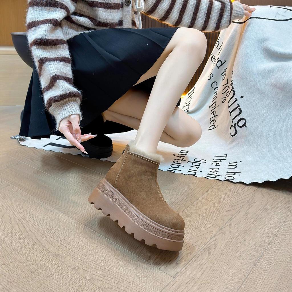 Thick-soled Heightening, Velvet Warm and Thickened Snow Boots Women's New Winter Small Short Boots Cotton Shoes