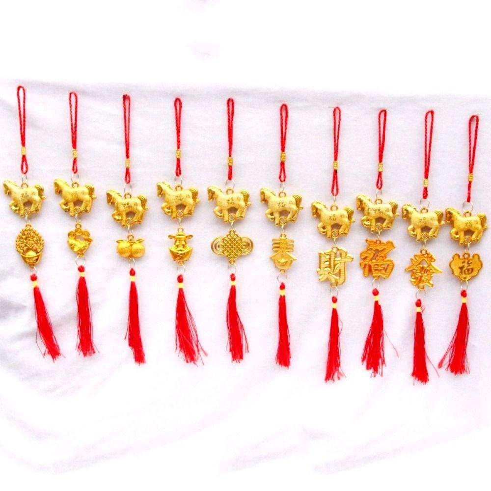 Red Gold Color Spring Festival Pendant Plastic Spring Festival Bonsai Pendant  Outdoor Decor