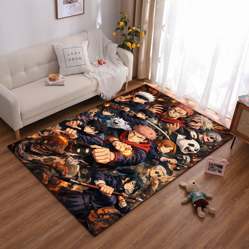 

Anime Character Carpet, Fiery Background Design Suitable for use as an anti-slip game mat for living room and bedroom sofas 40x60cm( 15x23in )