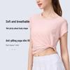 Dam Snabbtorkande Slimmande Yoga T-shirt: Lös, kortärmad fitnessöverdel