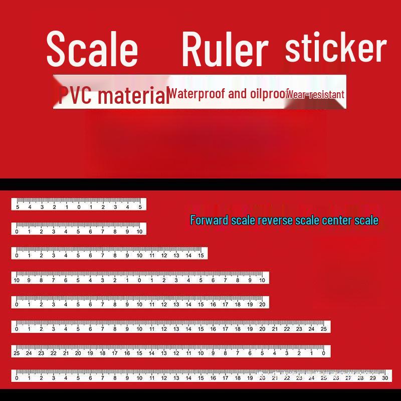 Waterproof Self-Adhesive Scale Ruler Sticker - Midpoint Measurement Marker.