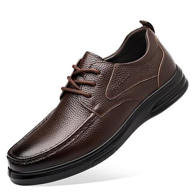 2026 Men's Business Genuine Leather Shoes Men Soft Comfortable Casual Walking Shoes Cowhide Male Lace-Up Anti-Slip Flat Footwear