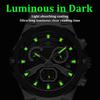 Mens Quartz Watch Waterproof Luminous Display Week/Date Stainless Steel Strap Casual Wristwatches