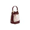 Coach Dempsey Logo de 15 Letras Cierre de Cordón Estampado de Lazo Lona Recubierta Cuero Graneado Bolso Cubo Bolsos de Mujer Blanco Rojo CN707-IMWDA