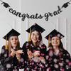 Congrats Grad Banner Decorations - Hanging Glitter Graduation Banner with Cap Garland Sign Bunting for Graduation Celebration Photo Backdrop, College