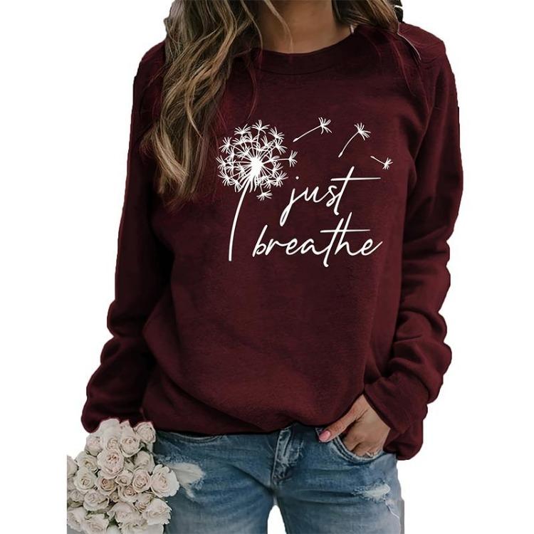Women Casual Crew Neck Long Sleeve Pullover Top Sweatshirt Hoodies Female Clothing Y2K Dandelion 3D Print Autumn Winter