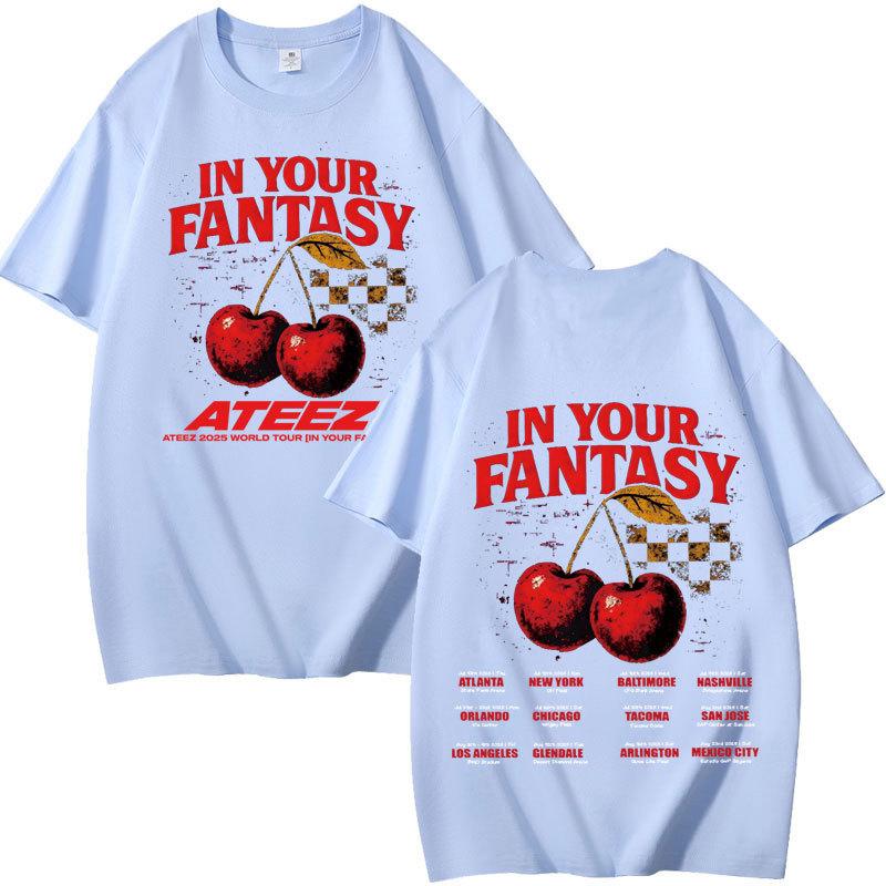 ATEEZ Foreign Trade Album Group Peripheral Printed Heavyweight Pure Cotton Short Sleeved Unisexs and Womens Loose Tshirt S