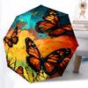 1pc Butterflies Sunset Automatic Folding Umbrella - Compact 8-Rib Design, Durable Plastic & Iron, Daily Use Z1230057